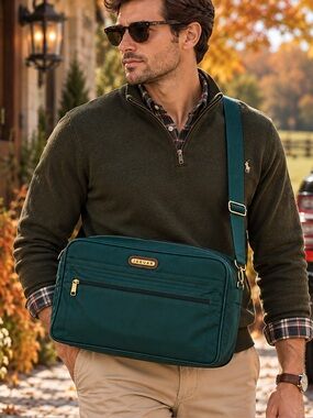 Vintage Jaguar men’s weekender Bag. Teal Messenger Bag